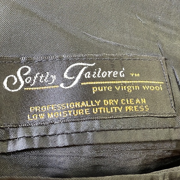 ⭐️Hart Schaffner Marx 42L Mens dbl breasted pure virgin wool black suit coat EUC - Picture 5 of 8